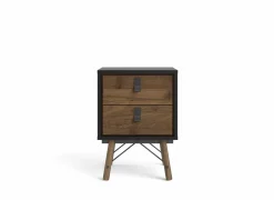 Nachttafels|Nachtkastje|Nachtkastje Ry 44x41x60cm - decor - matzwart & okkernoot