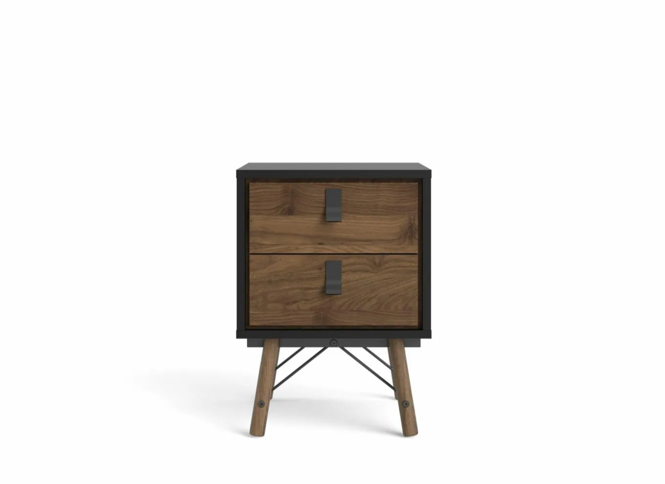 Nachttafels|Nachtkastje|Nachtkastje Ry 44x41x60cm - decor - matzwart & okkernoot