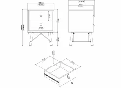 Nachttafels|Nachtkastje|Nachtkastje Ry 44x41x60cm - decor - matzwart & okkernoot