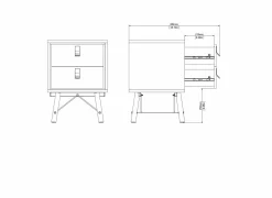 Nachttafels|Nachtkastje|Nachtkastje Ry 44x41x60cm - decor - matzwart & okkernoot