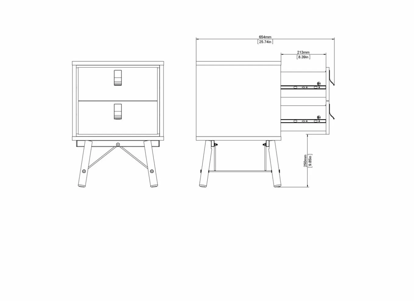 Nachttafels|Nachtkastje|Nachtkastje Ry 44x41x60cm - decor - matzwart & okkernoot