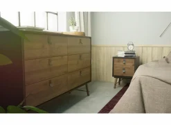 Nachttafels|Nachtkastje|Nachtkastje Ry 44x41x60cm - decor - matzwart & okkernoot