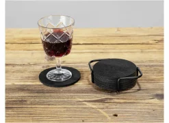 Glasonderzetters|Onderzetters voor glazen Folze Ø10cm - vilt - zwart - set van 9