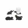 Bergers Onderzetters voor glazen CAT silicone - zwart - set van 4- Glasonderzetters