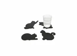 Bergers Onderzetters voor glazen CAT silicone - zwart - set van 4- Glasonderzetters