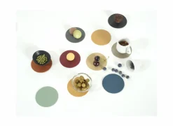 Onderzetters voor glazen Togo Ø10cm - lederlook - zwart - set van 4- Glasonderzetters