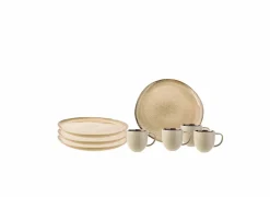 Cosy & Trendy Ontbijtservies Oona 8-delig - keramiek - zand & groen- Serviessets