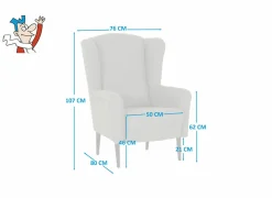 Oorfauteuil Canto 76x80x107cm - stof - taupe- Fauteuils