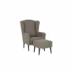 Relaxzetels|Fauteuils|Oorfauteuil en poef Canto 76x80x107cm - stof - taupe