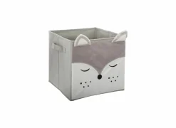 Opbergbox Vos 29x29x29cm - polyestervezel & papier - grijs- Opbergmanden|Opbergboxen