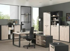 Rekken|Draaideurkasten|Opbergkast Capo 2 160x40x112cm - melamine - kastanje & zwart