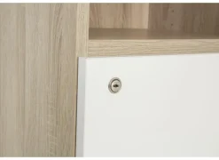 Gorbe Opbergkast 46,5x42,5x141,6cm - melamine - olm & wit- Draaideurkasten