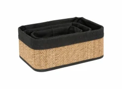 Opbergmand bamboe/stof set van 3- Opbergmanden|Opbergmanden
