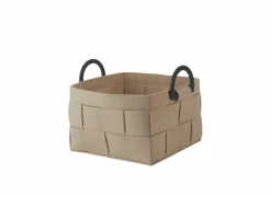 Aquanova Opbergmanden|Opbergmanden|Opbergmand Dix 34x34x23cm - polyester vilt & bamboe handvaten - beige