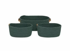 Opbergmand Duo 35x25xH12cm - polyester - ficus set van 3- Opbergmanden|Opbergmanden