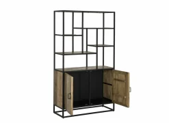 Opbergrek Lucho 100x40x180cm - mango massief - naturel & zwart- Rekken|Boekenkast