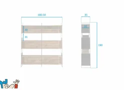 Opbergrek Opium 180,5x35x190cm - gerecycleerd den massief - naturel & zwart- Rekken|Rekken