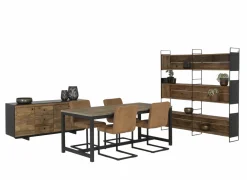 Opbergrek Opium 180,5x35x190cm - gerecycleerd den massief - naturel & zwart- Rekken|Rekken