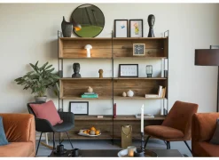 Opbergrek Opium 180,5x35x190cm - gerecycleerd den massief - naturel & zwart- Rekken|Rekken