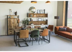 Opbergrek Opium 180,5x35x190cm - gerecycleerd den massief - naturel & zwart- Rekken|Rekken