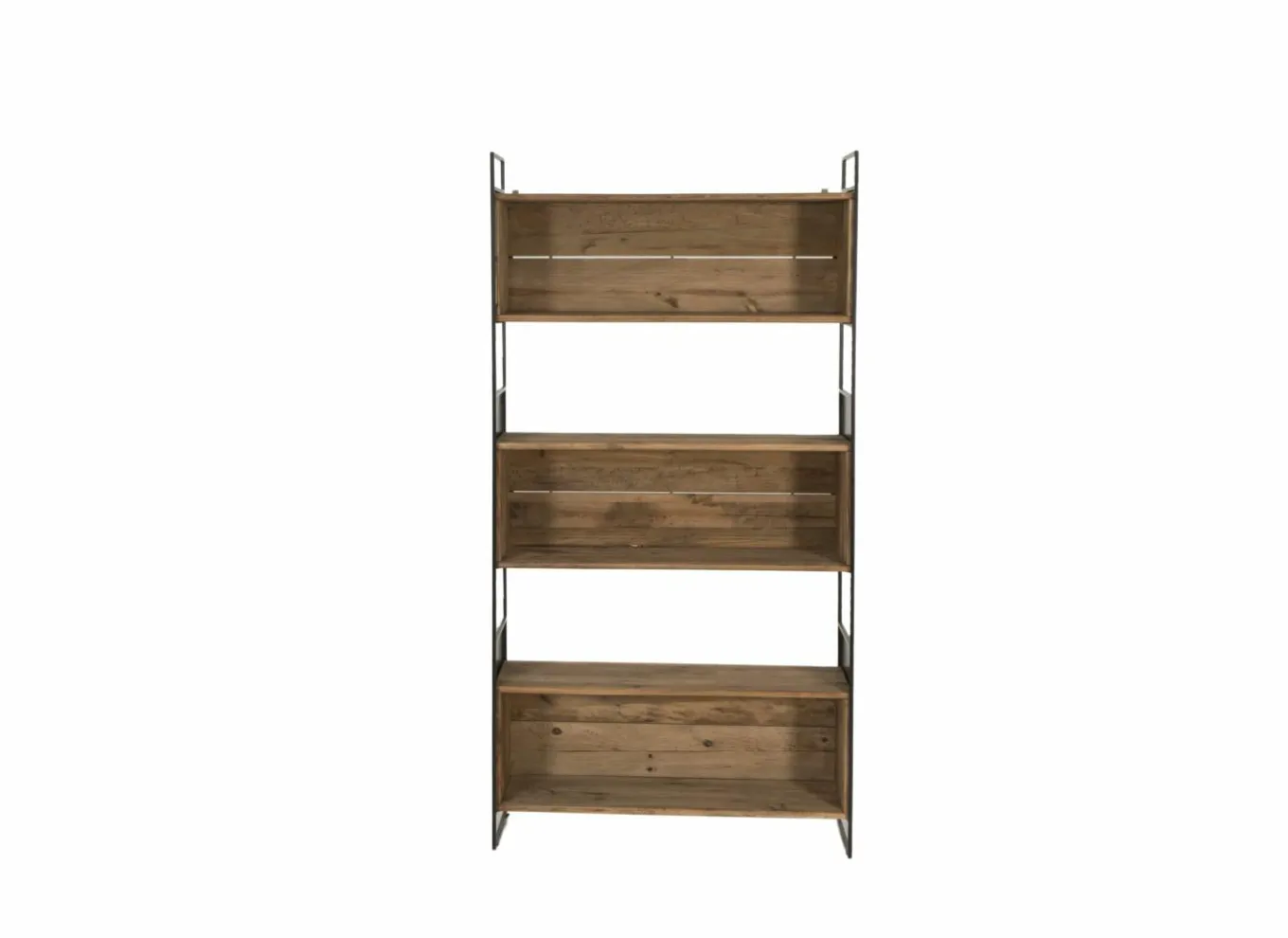 Rekken|Rekken|Opbergrek Opium 91x35x190cm - gerecycleerd den massief - naturel & zwart