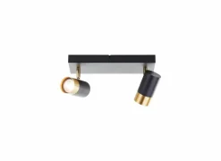 Brilliant Opbouwspots|Opbouwspots|Opbouwspot Vigolo met 2 spots 5W GU10 - 33x12,5cm - zwart/goud