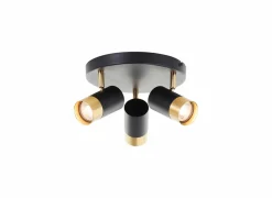 Brilliant Opbouwspots|Opbouwspots|Opbouwspot Vigolo met 3 spots 5W GU10 - Ø29cm - metaal - zwart/goud