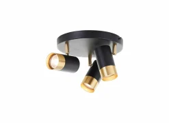 Brilliant Opbouwspots|Opbouwspots|Opbouwspot Vigolo met 3 spots 5W GU10 - Ø29cm - metaal - zwart/goud