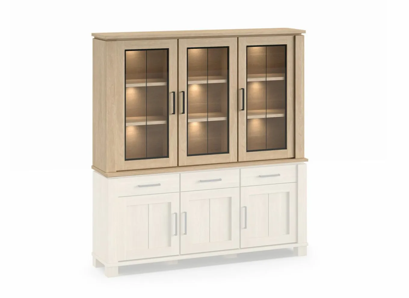 Vitrinekasten|Vitrinekasten|Opzetstuk Alba 199cm - decor - sand oak nature