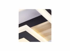 Brilliant Plafondlamp Baldo 29,5x27,5cm - metaal/hout/kunststof - zwart/naturel- Plafonnier