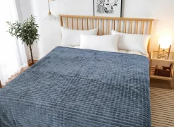 Plaid Bordeaux  150x200cm - microvezel - denim- Plaids|Plaids