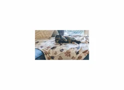 Plaid Dierenpootjes 100x150cm - microvezel - bruin & beige- Kussens & Manden|Plaids