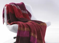 Plaids|Plaids|Plaid Mohair Look 130x190cm - polyester & wol - roze & rood