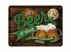 Plakkaat Beer O'Clock 15x20cm - metaal - meerkleurig- Andere Wanddecoratie