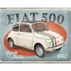 Plakkaat Fiat 500 Turin Italia 40x30cm - metaal - meerkleurig- Andere Wanddecoratie