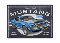 Plakkaat Ford Mustang 40x30cm - metaal - meerkleurig- Andere Wanddecoratie