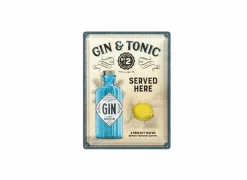 Plakkaat Gin Tonic 40x30cm - metaal - multicolor- Andere Wanddecoratie