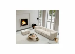 Poefs & Voetenbankjes|Poef Bubble 109x74x41cm - stof - wit