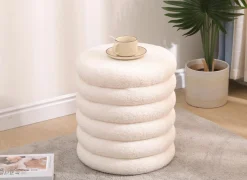 Poef Drunk Ø38cm - stof - wit- Poefs & Voetenbankjes