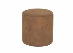 Poef Loftoten Ø38cm fluweel cognac- Poefs & Voetenbankjes