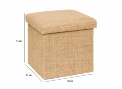 Poefs & Voetenbankjes|Poef Opvouwbaar 31x31x31cm - jute - naturel