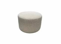 Poef Sapan Ø49cm stof wit- Poefs & Voetenbankjes