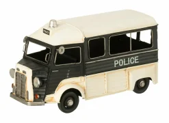 J line Decoratieve Accessoires|Politiebus Antiek  28x14x16cm - metaal - zwart/gebroken wit