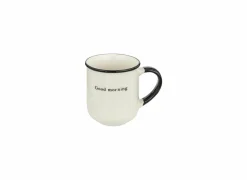 Rek 4 mokken Alix 20cl - porselein & metaal - zwart & wit- Koffietassen|Koffietassen