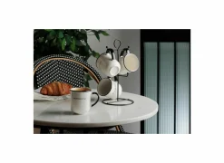 Rek 4 mokken Alix 20cl - porselein & metaal - zwart & wit- Koffietassen|Koffietassen