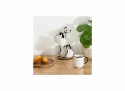 Rek 4 mokken Alix 20cl - porselein & metaal - zwart & wit- Koffietassen|Koffietassen