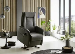 Relaxzetel Hukla elektrisch - leder - antraciet met 2 motoren & extra lange beensteun- Relaxzetels