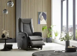 Relaxzetels|Relaxzetel Hukla elektrisch - leder - antraciet met 2 motoren