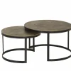 Salontafel Brass Ø75/Ø60cm - metaal - antique brass set van 2- Bijzettafels|Salontafels