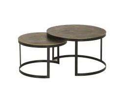 Salontafel Brass Ø75/Ø60cm - metaal - antique brass set van 2- Bijzettafels|Salontafels